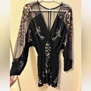 Black Sheer Embroidered Dress